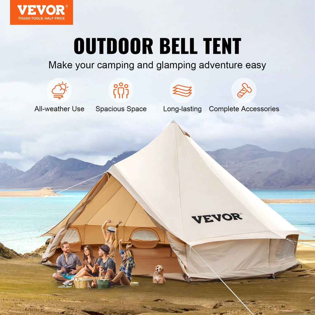 Canvas Bell Tent with Stove Jacket Waterproof 4 Seasons W46120