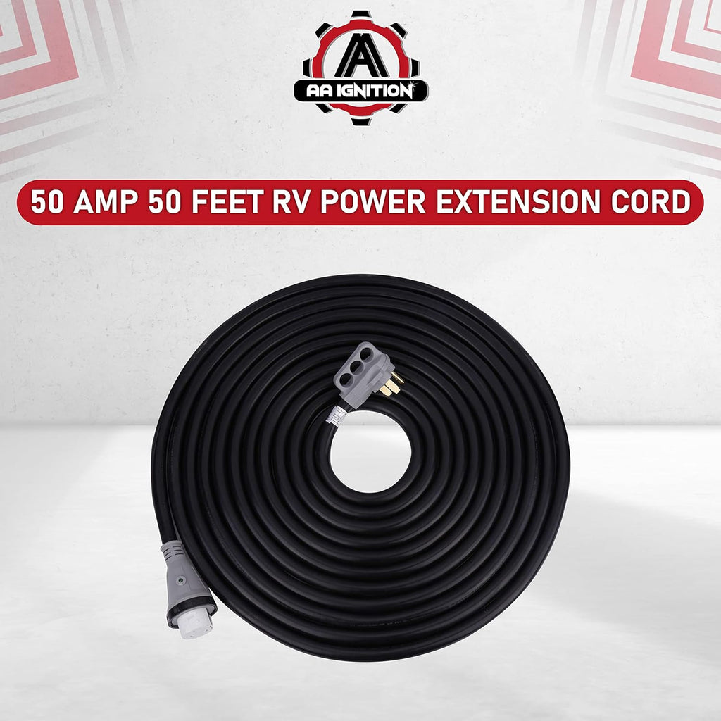 50 Amp 50 Feet RV Power Extension Cord with Molded Connector and Twist Lock F630