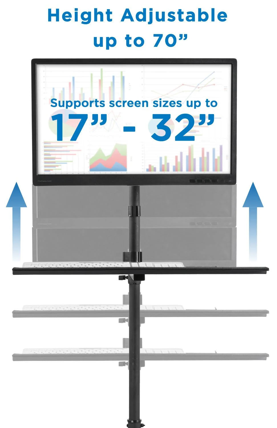 Black Mobile Cart with Monitor Mount and CPU Holder E2800