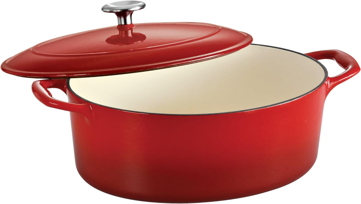 Enameled Cast Iron Covered Dutch Oven 7-Quart Gradated Red I906