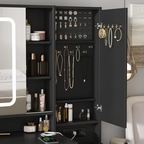 White Vanity Desk with Mirror and Lights X111