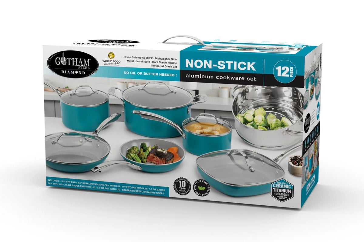 12 Piece Non Stick Ti-Cerama Copper Cookware Set O434