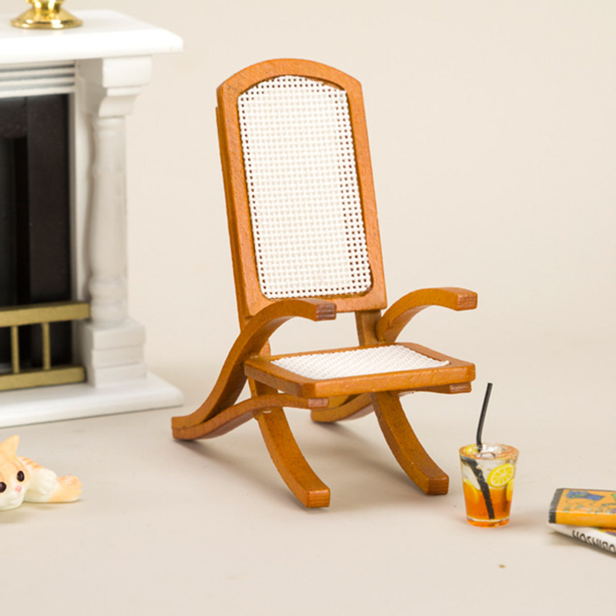 Vintage Wooden Dollhouse Single Sofa Chair Toy Q19144