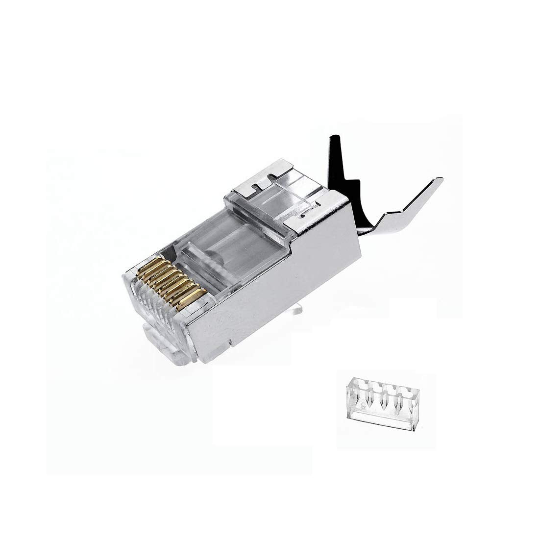 Cat7 RJ45 Connectors 100 Pcs Metal Shielded FTP 8P8C Modular Network Plug F30243