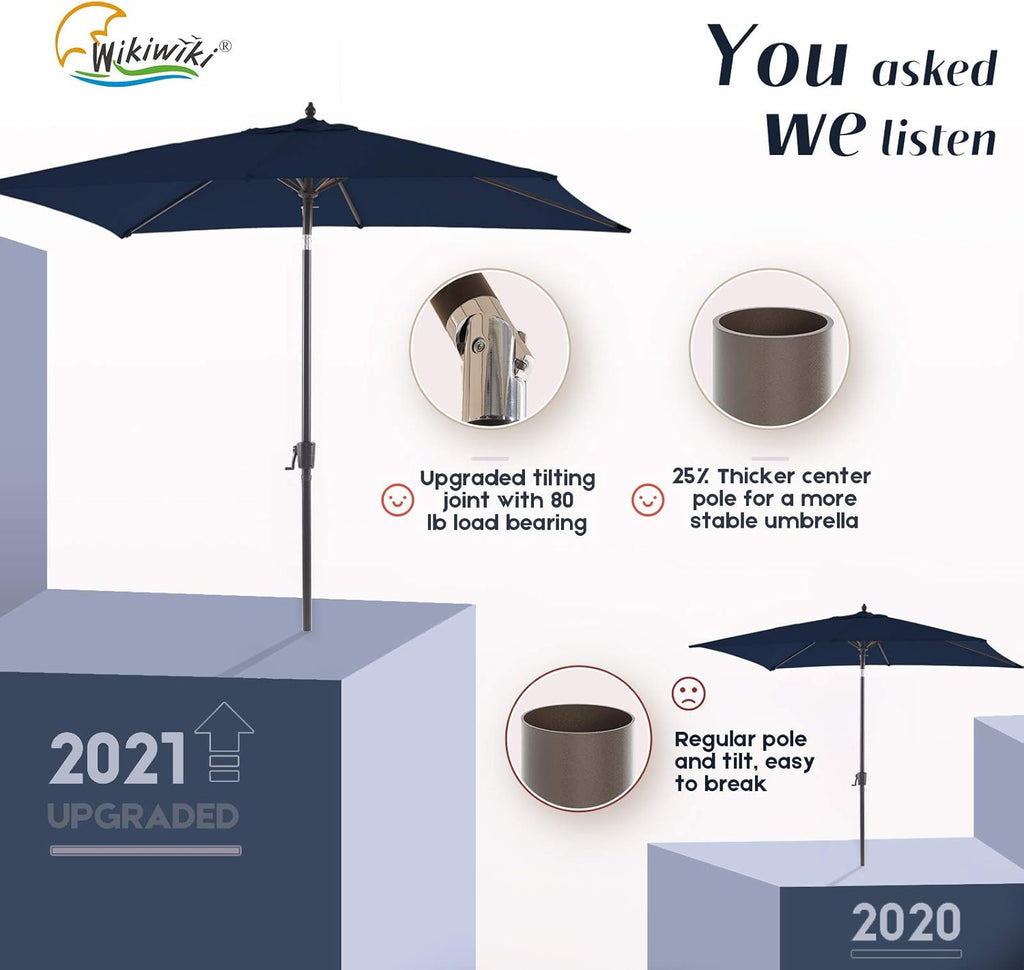 Navy Blue Rectangular Olefin Market Umbrella I553
