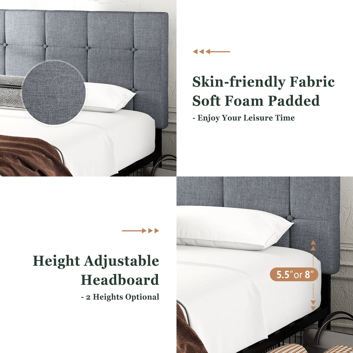Queen Size Platform Bed Frame with Headboard and 4 Storage Drawers X154