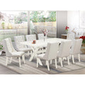 9 Piece Kitchen Table Set with 8 White Chairs O593