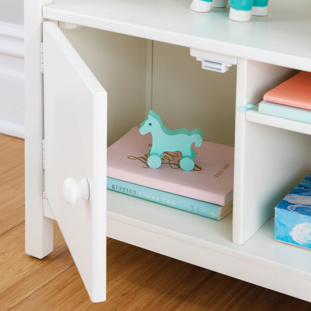 Creamy White Wooden Bookcase with Storage Compartments A366
