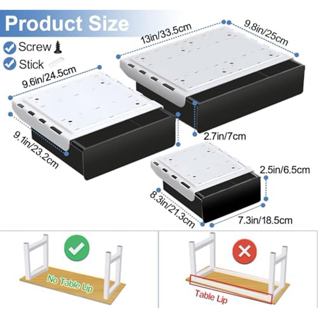 3 Pack Slide Out Desk Drawers, Black W690281