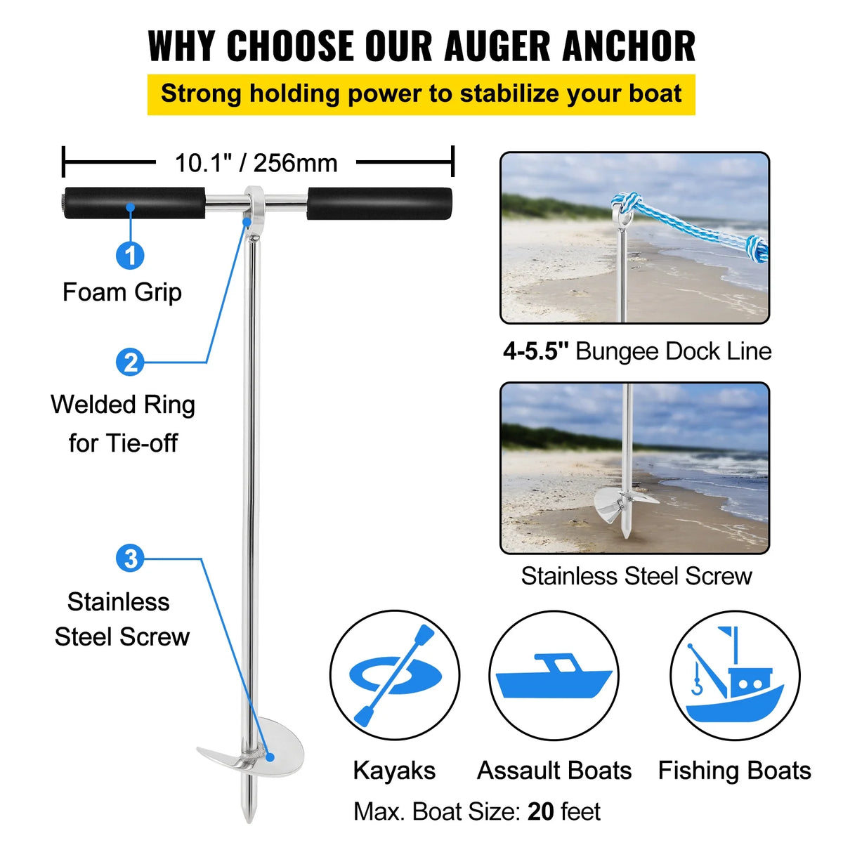 18" 316 Stainless Steel Screw Anchor with Carry Bag H765270