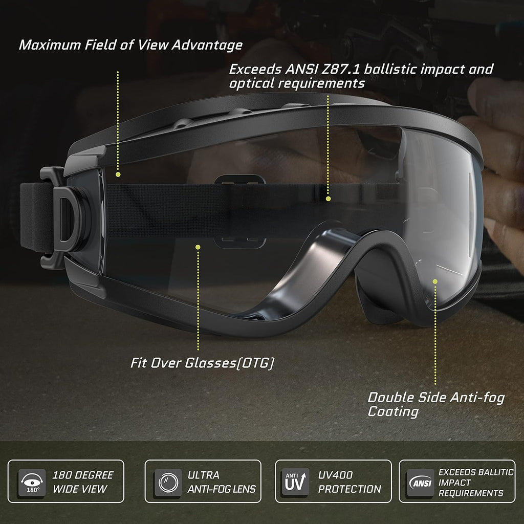 Black Frame Pack of 2 Anti Fog OTG Shooting Goggles N15567