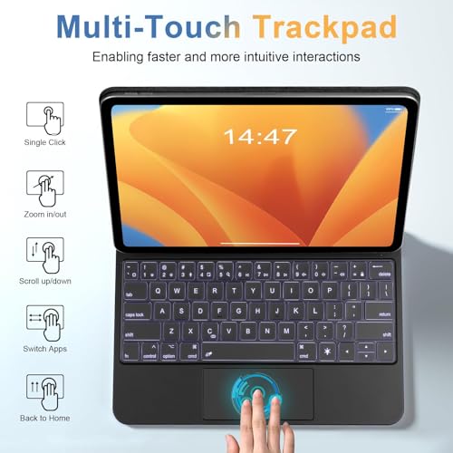 iPad Keyboard Case for iPad Air 13 Inch (M2) 2024, for iPad Pro 12.9 Inch (6th, 5th, 4th, 3rd Gen), with Multi-Touch Trackpad, Backlit Keys P35854