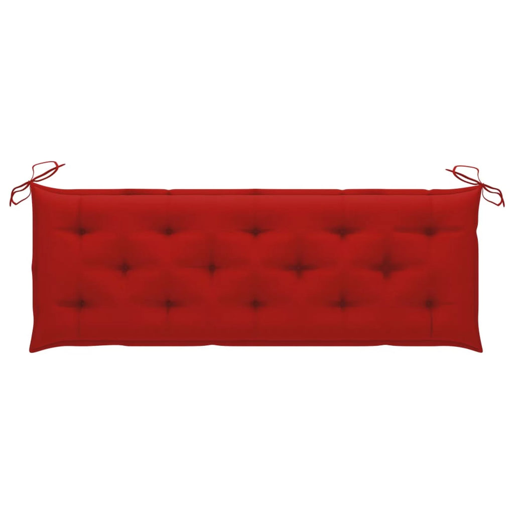 Acacia Wood Garden Bench with Red Seat Cushion A733599