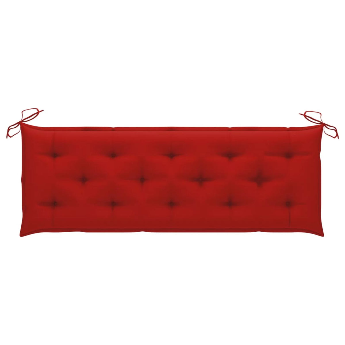 Acacia Wood Garden Bench with Red Seat Cushion A733599