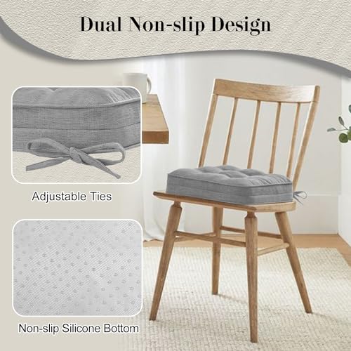 Khaki 16.5" x 16.5" Non-Slip Memory Foam Chair Cushions Set of 2 N739