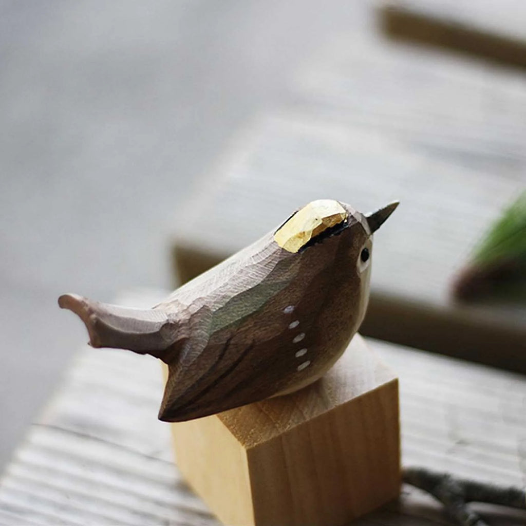 Golden-crowned Kinglet Figure Carving Hand-Made Decoration Miniature H8906