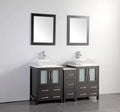 60 in. Double Sink Vanity Cabinet with Ceramic Vessel Sink & Mirror Espresso P57536