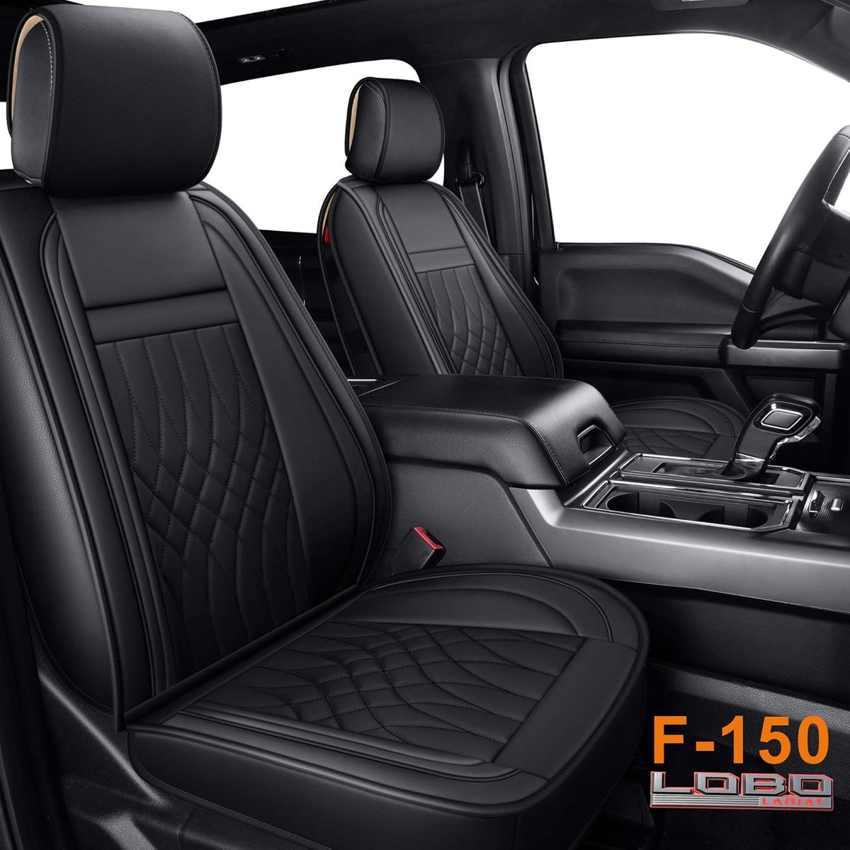 Front and Back Seat Covers Faux Leather Black & Red Full Set Y8628