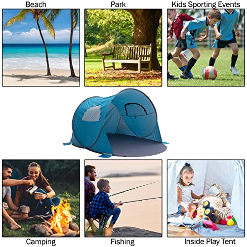Blue Pop Up Beach Tent Sun Shelter with UV Protection O263