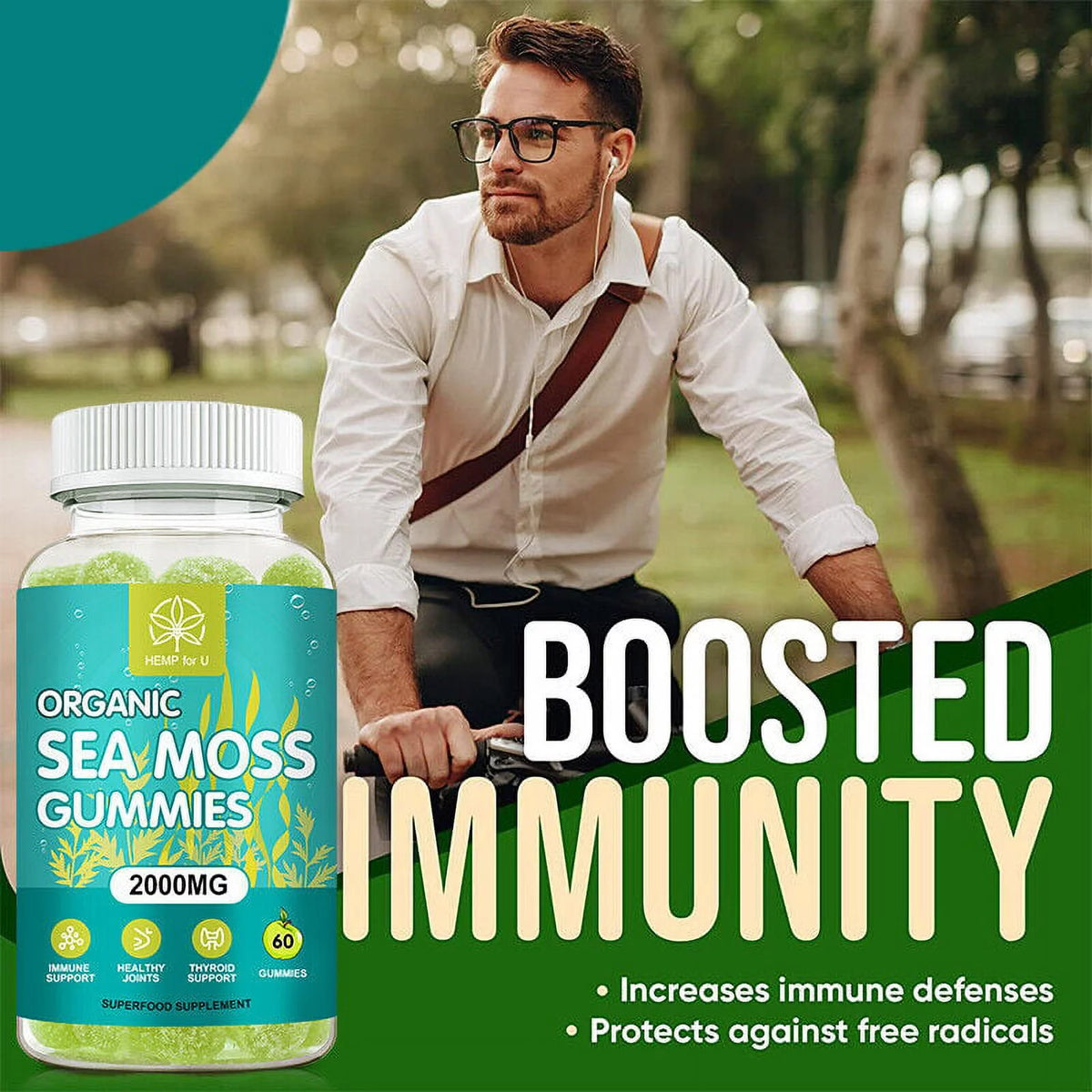 Organic Sea Moss Gummies, 2000mg 60 Capsule B644