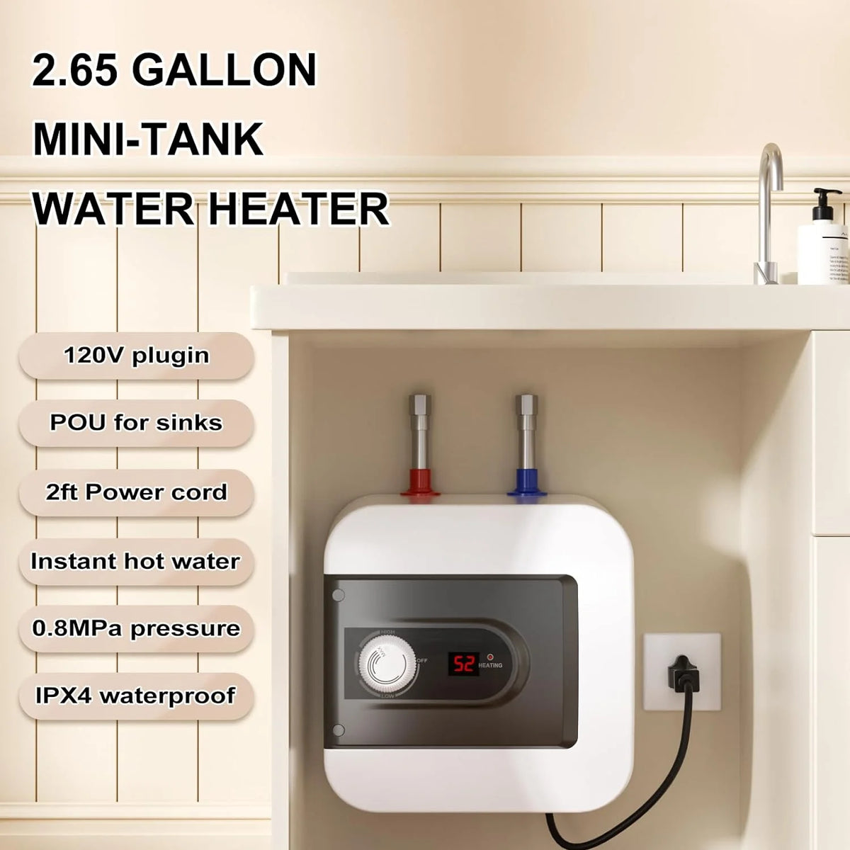 4 Gallon 110V 1.5KW Electric Mini-Tank Water Heater L824