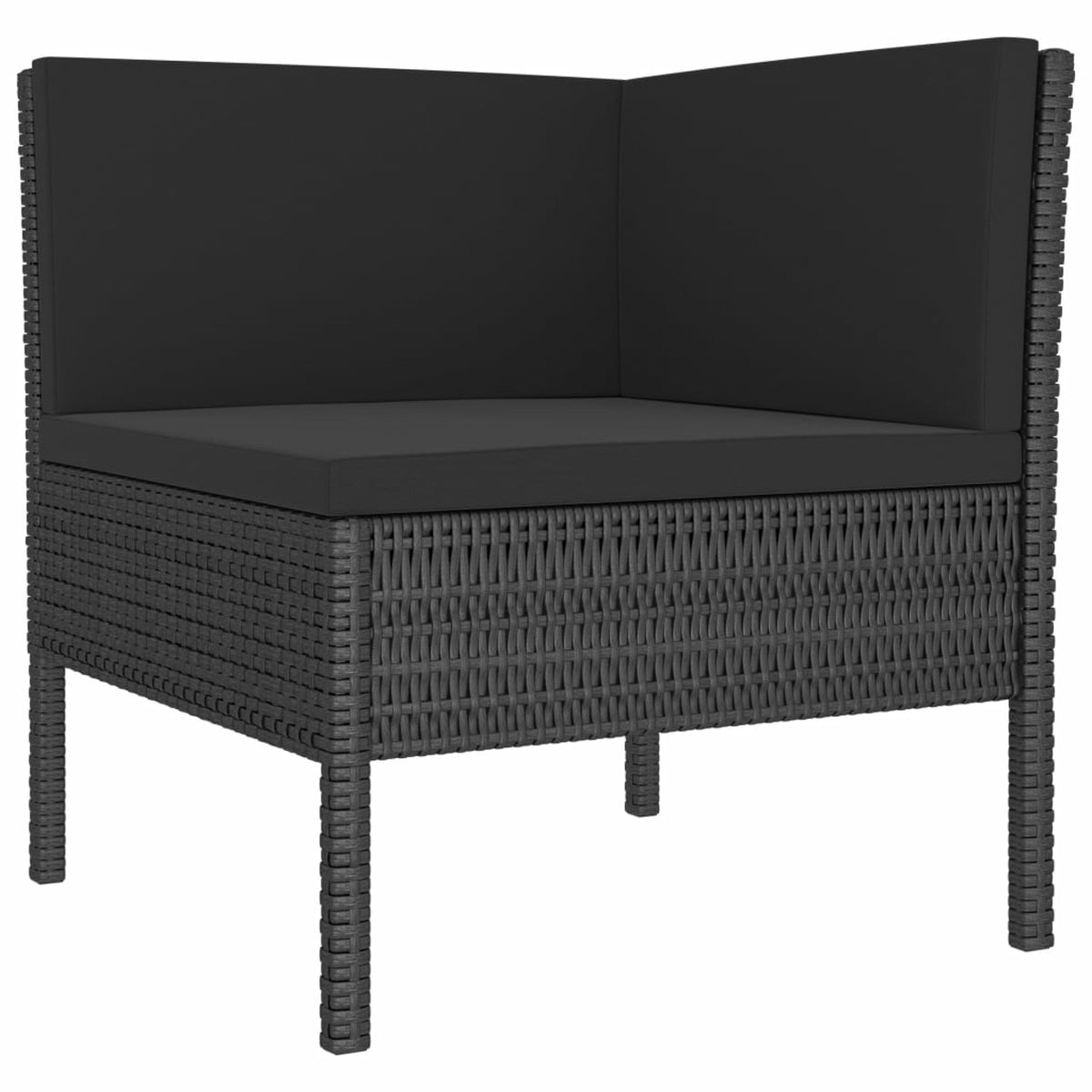 3 Piece Poly Rattan Outdoor Sectional Sofa Set with Cushions Steel Frame G940865