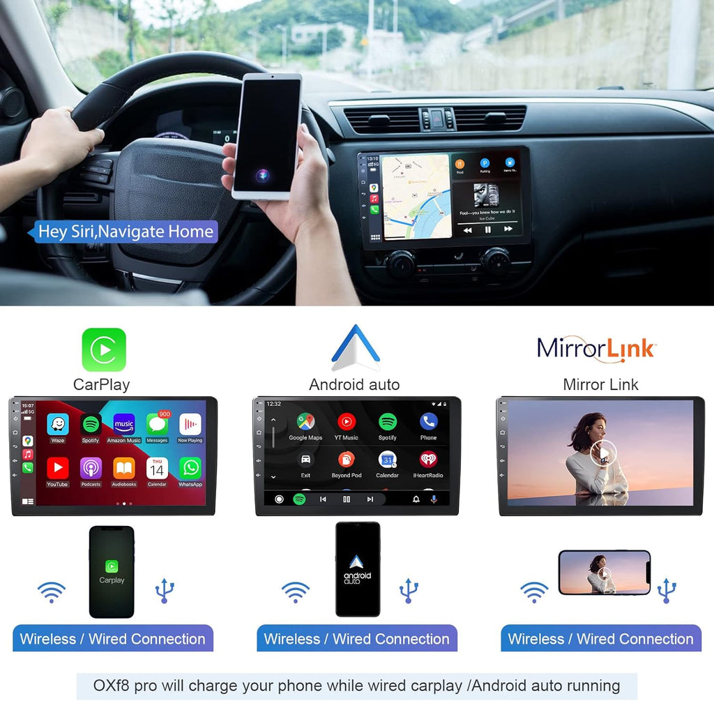 10.1 IPS Touchscreen Car Stereo with Wireless CarPlay Android Auto Bluetooth 5.0 Backup Camera H8947