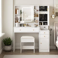 White Vanity Desk with Mirror and Lights X111