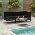 3 Piece Poly Rattan Outdoor Sectional Sofa Set with Cushions Steel Frame G940865
