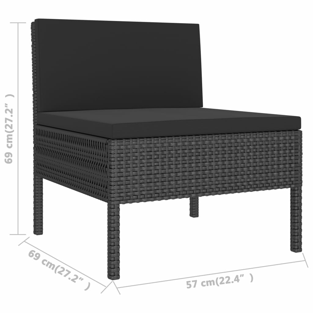 3 Piece Poly Rattan Outdoor Sectional Sofa Set with Cushions Steel Frame G940865