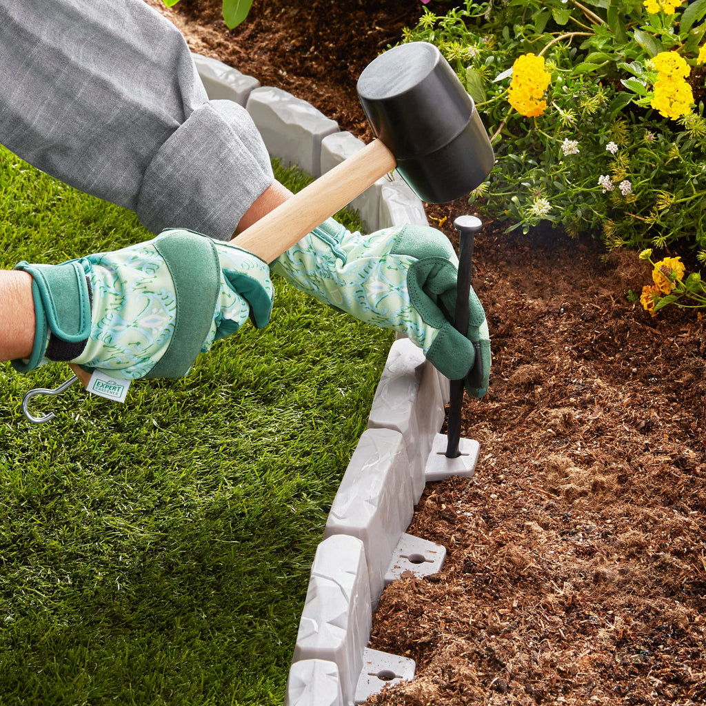 Faux Stone No-Dig Landscape Edging 10-ft. Plastic Gray Q226782