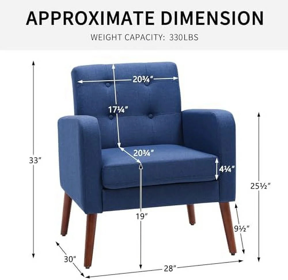Leather Accent Chair with Solid Wood Legs I65760