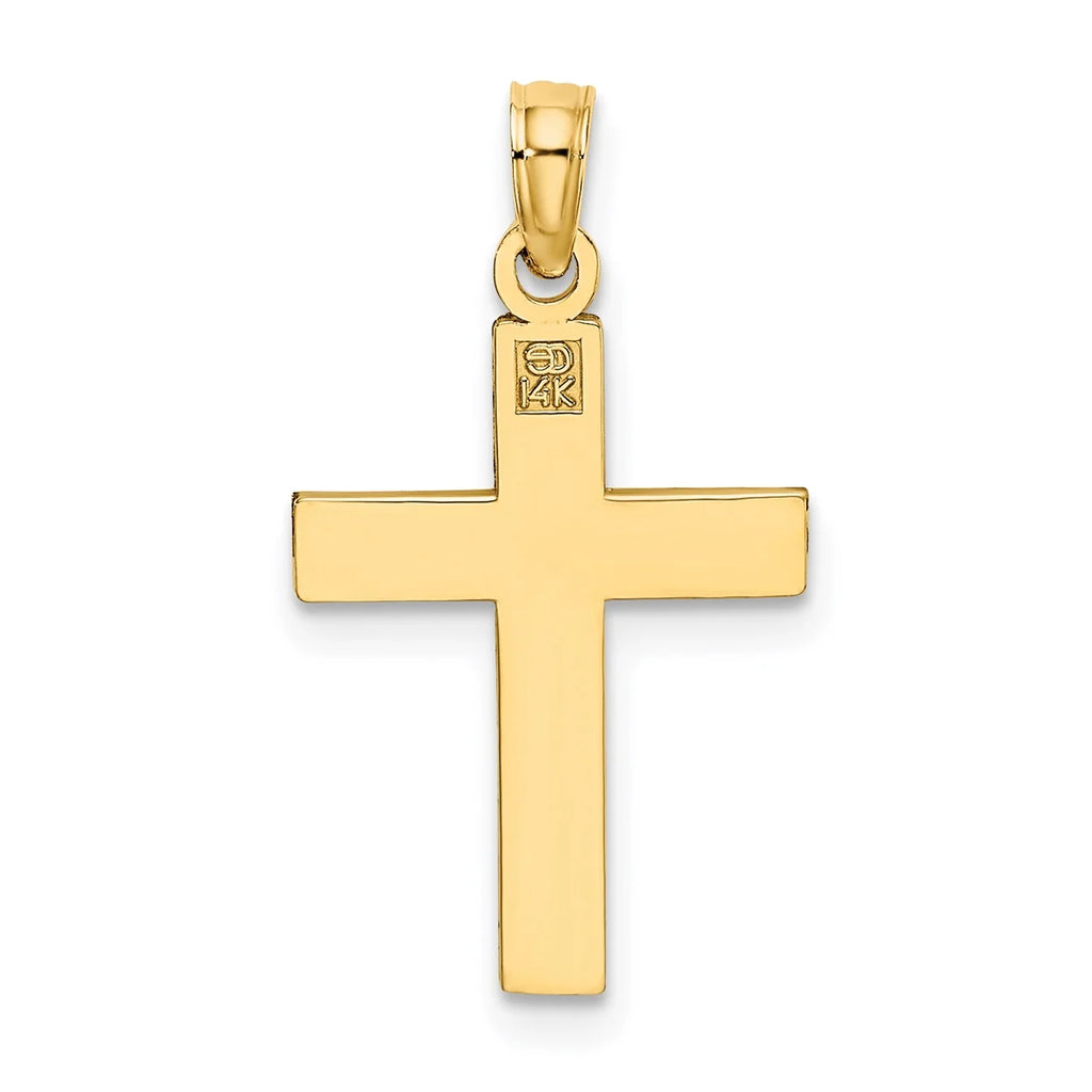10K Yellow Gold Diamond-Cut Cross Pendant Charm with 14K Yellow Gold Rope Chain Necklace 18'' J47281