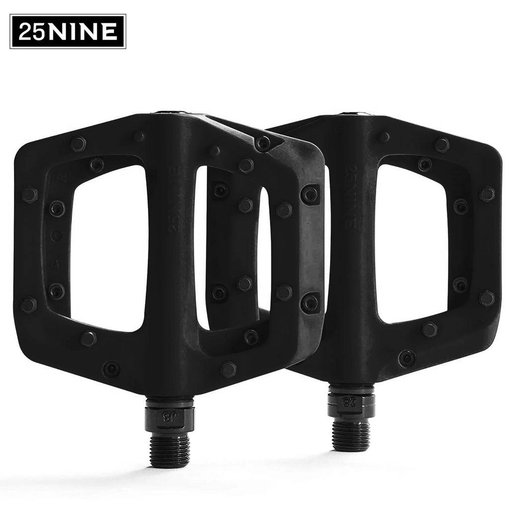 Black Flat Bike Pedals with Metal Traction Pins J95548