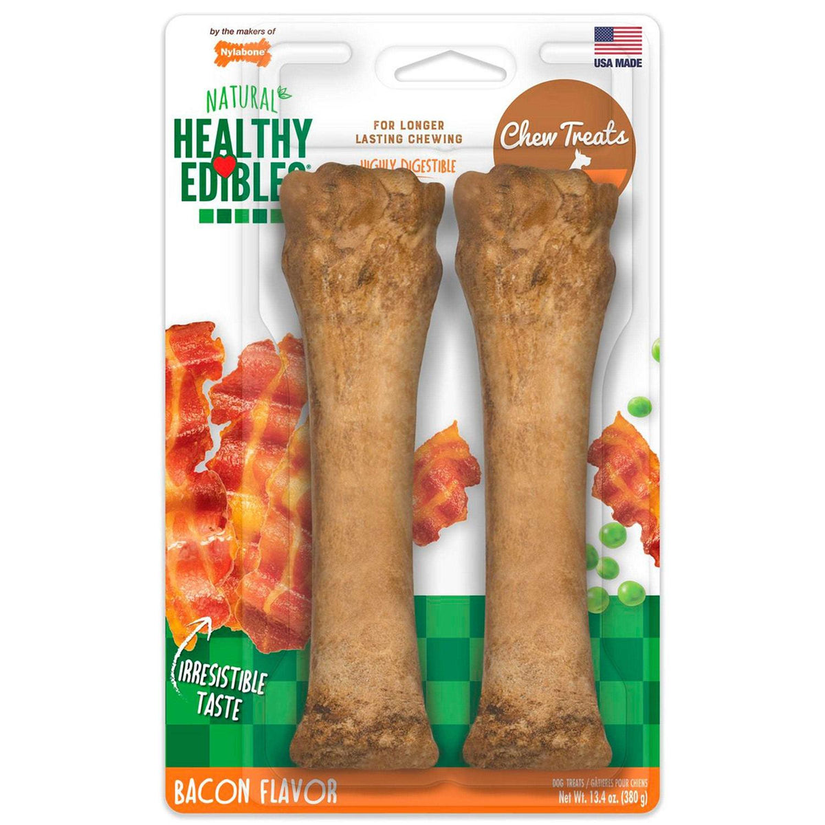 Bacon Dog Chew Treats 8-inch 2 count G46632
