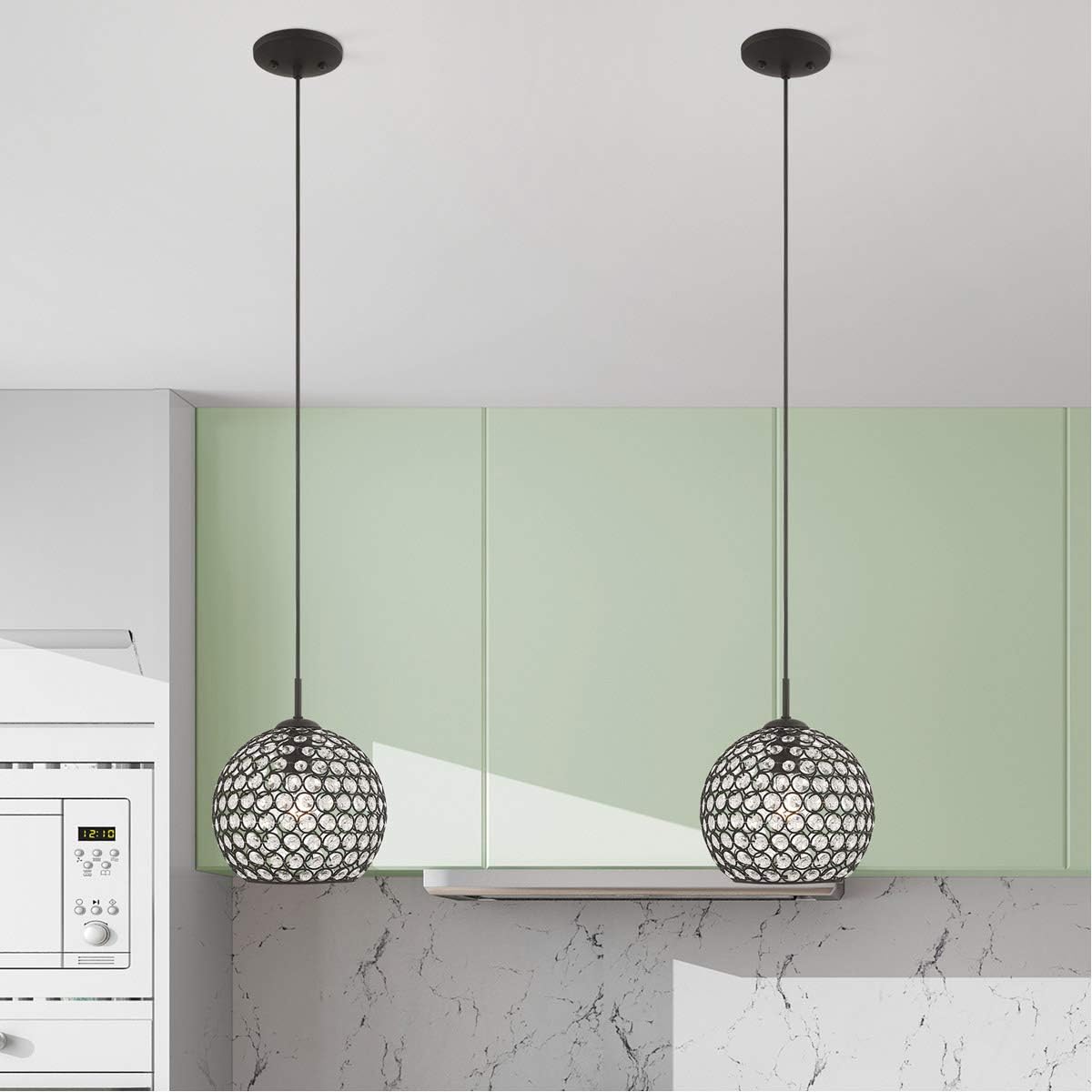 Black Finish Mini Pendant with Clear Crystal H454