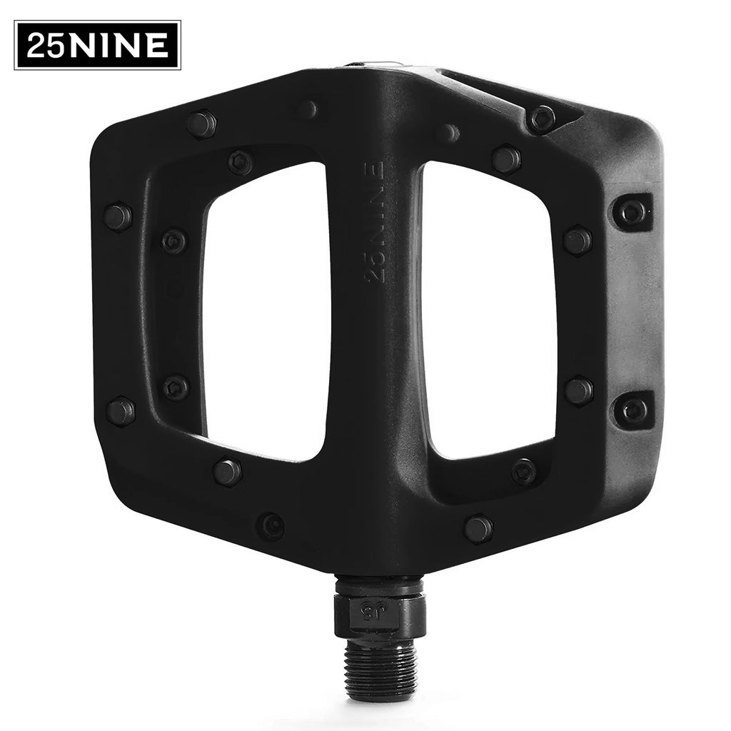 Black Flat Bike Pedals with Metal Traction Pins J95548