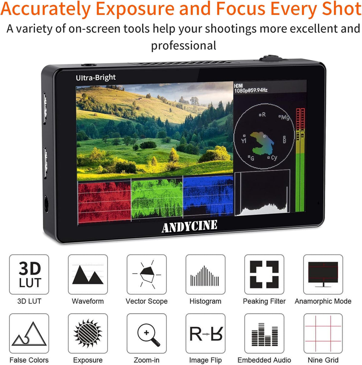 5.5 Inch Touchscreen Camera Field Monitor with Battery and Charger O541171