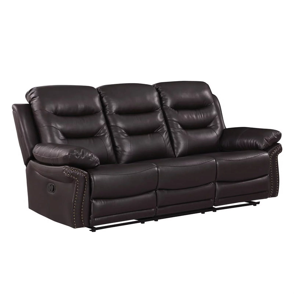 Brown 2-Piece Leather Sofa with Console Loveseat S26727