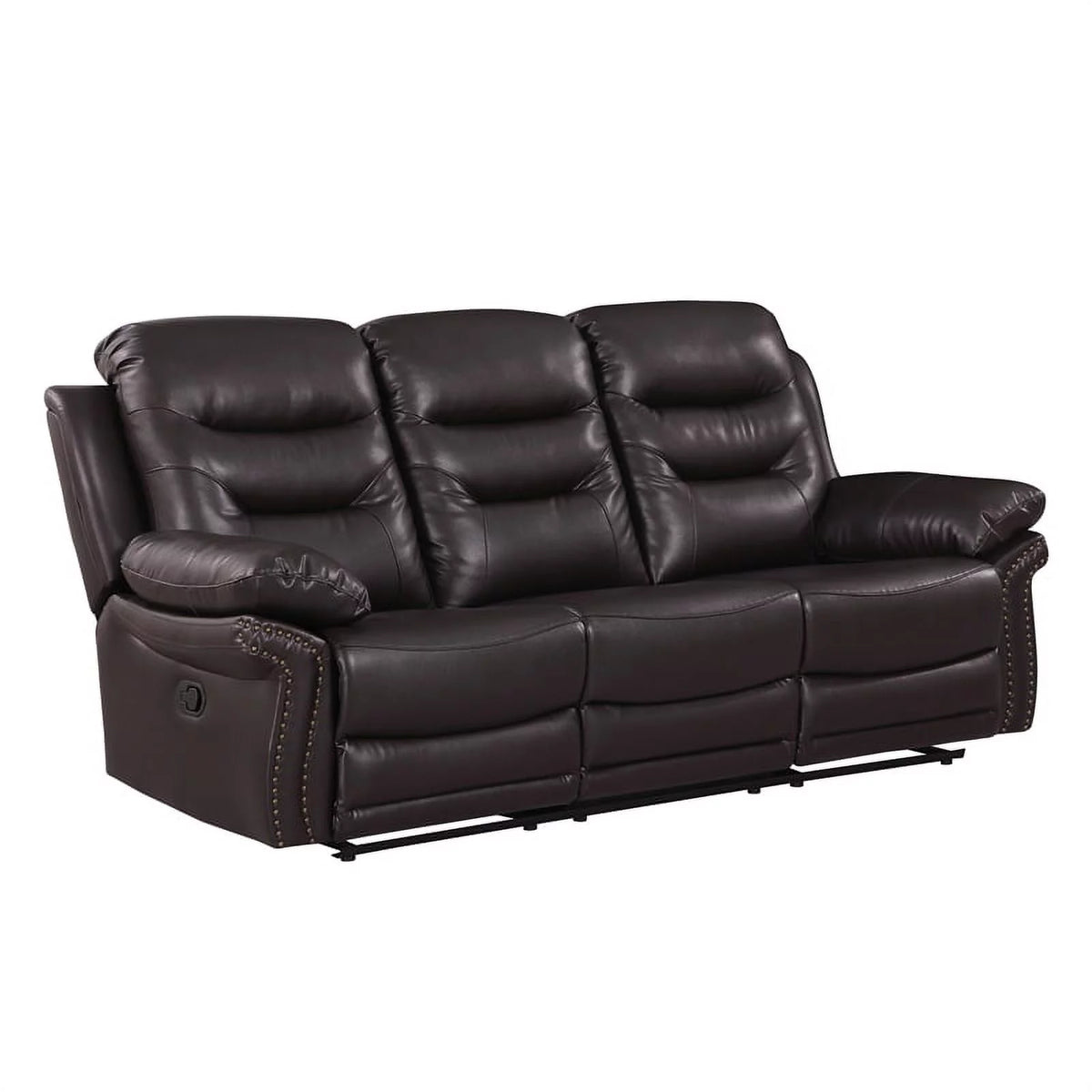 Brown 2-Piece Leather Sofa with Console Loveseat S26727