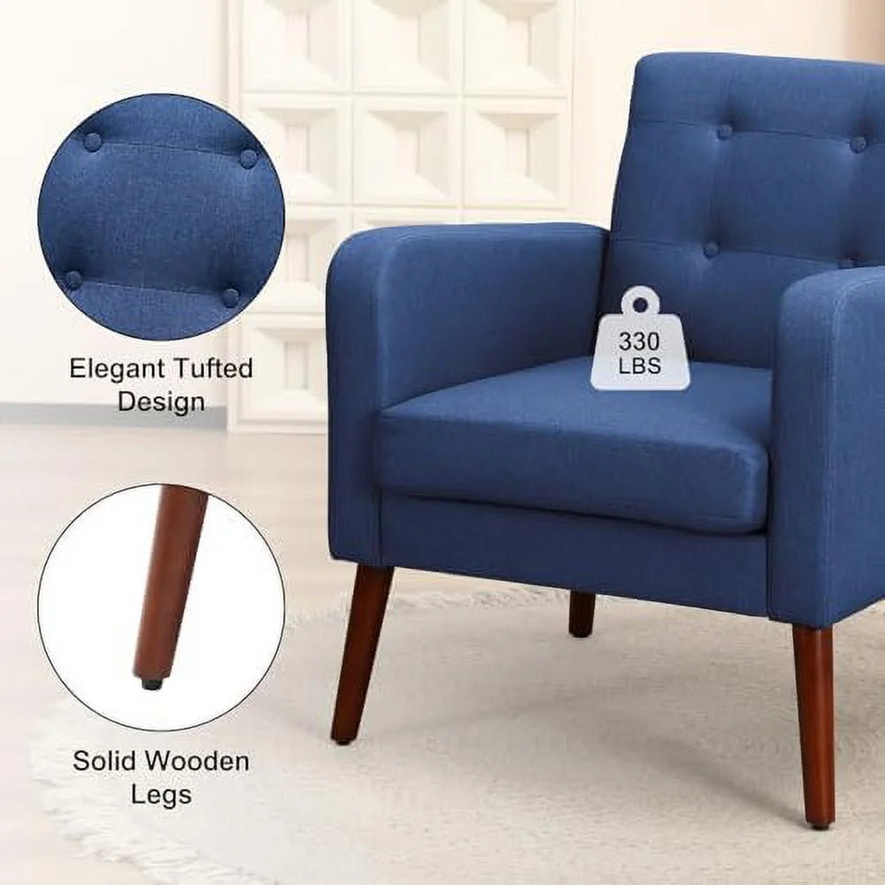 Leather Accent Chair with Solid Wood Legs I65760
