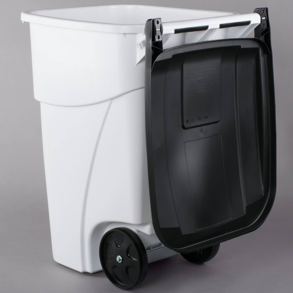 50 Gallon White Rollout Trash Container with Lid B29854