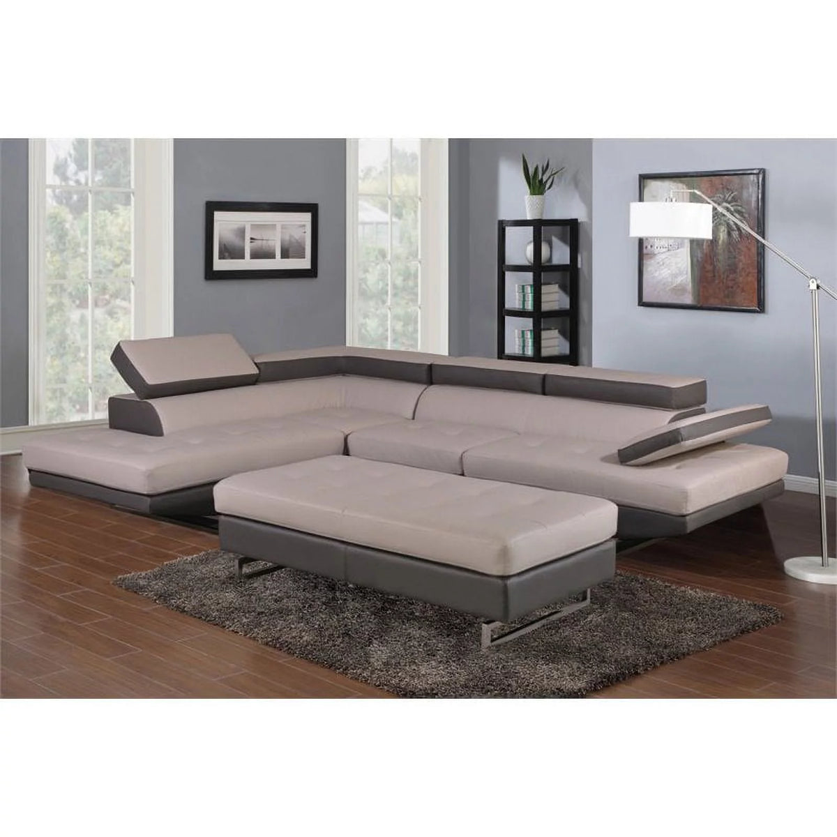 Faux Leather Sectional with Left Arm Facing O756428