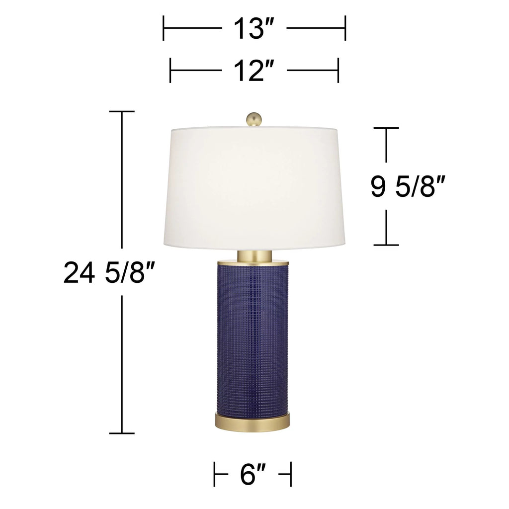 24 1/2" High Gold Textured Blue Ceramic Table Lamps Set of 2 M350854