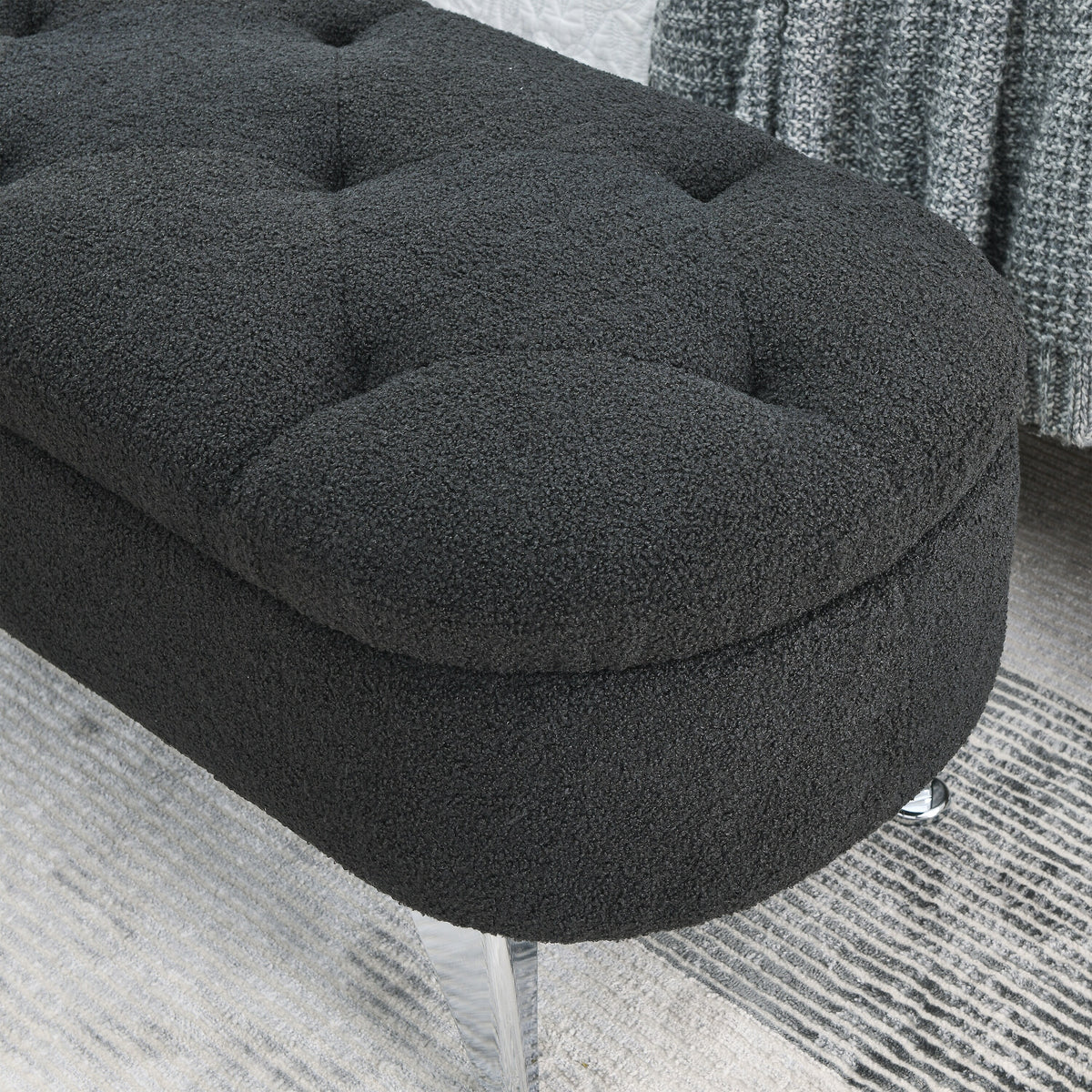 Black Teddy Storage Ottoman Bench G475