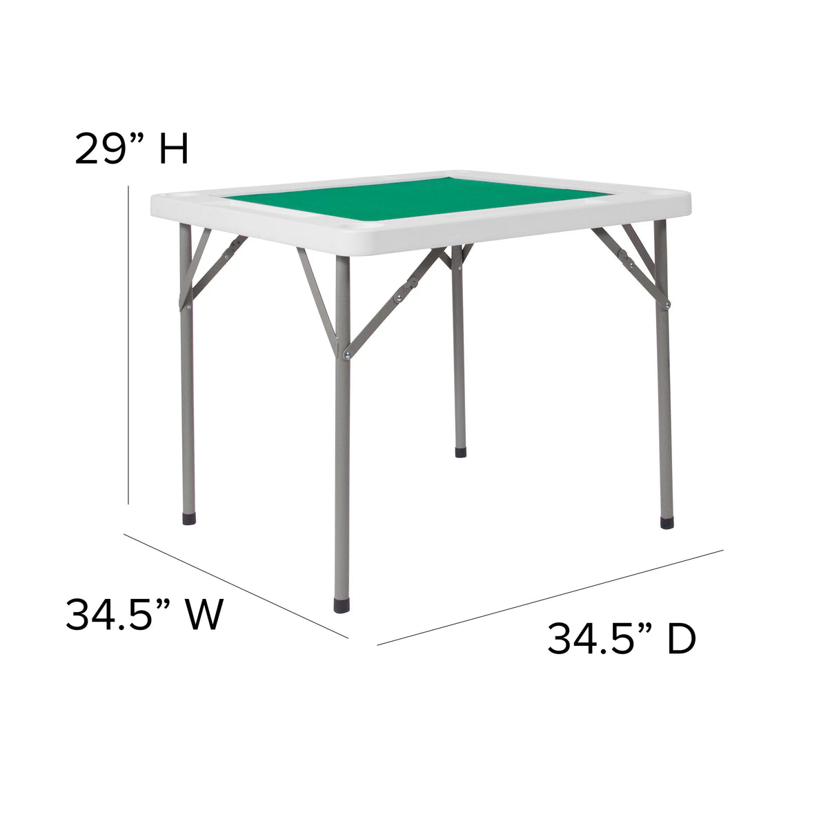 Square 4-Player Folding Card Game Table with Green Felt and Cup Holders A97092