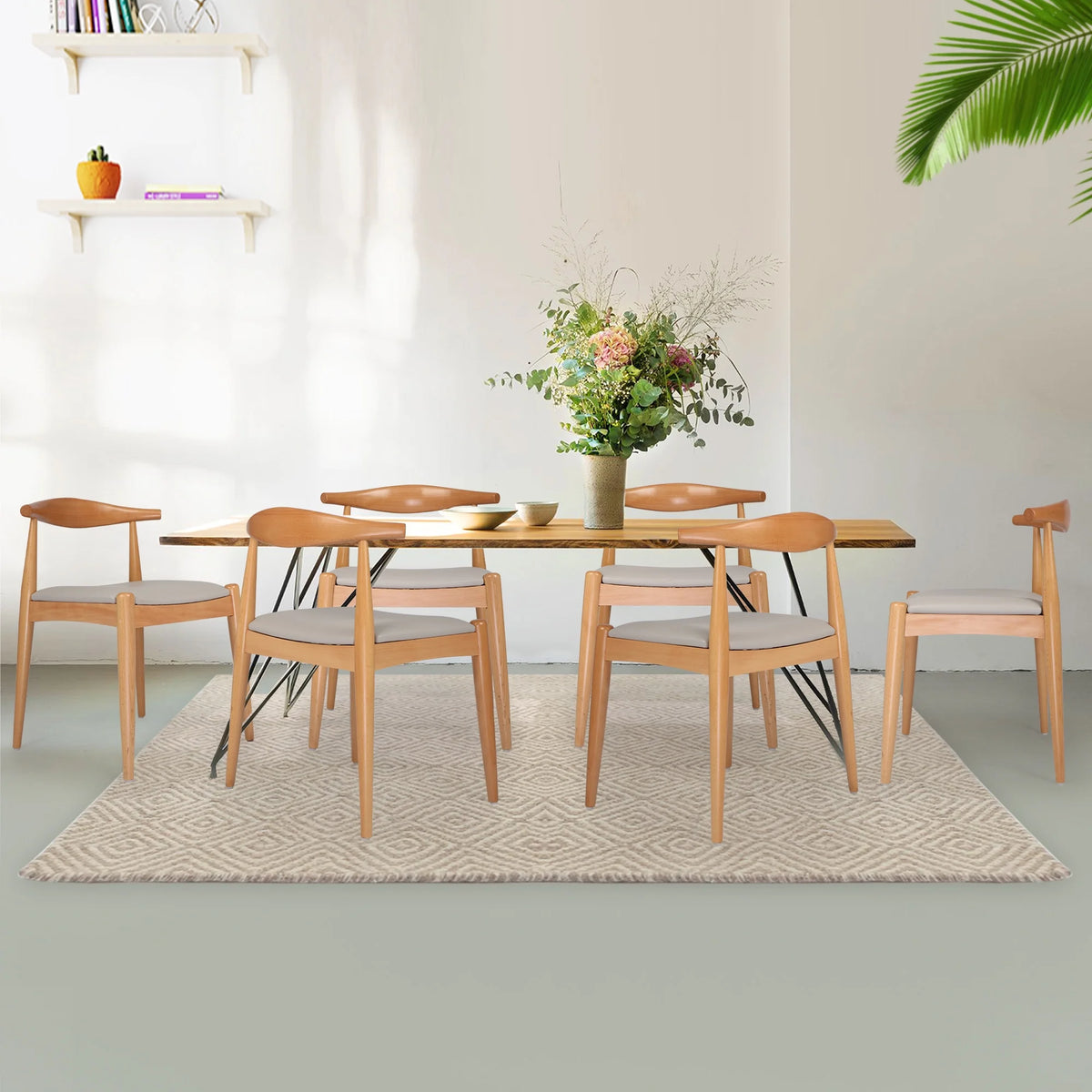 4 Pcs Mid-Century Dining Chair with Faux Leather Seat S57671