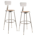 Height Adjustable Heavy Duty Steel Stool with Backrest, Grey, Pack of 2 B389024