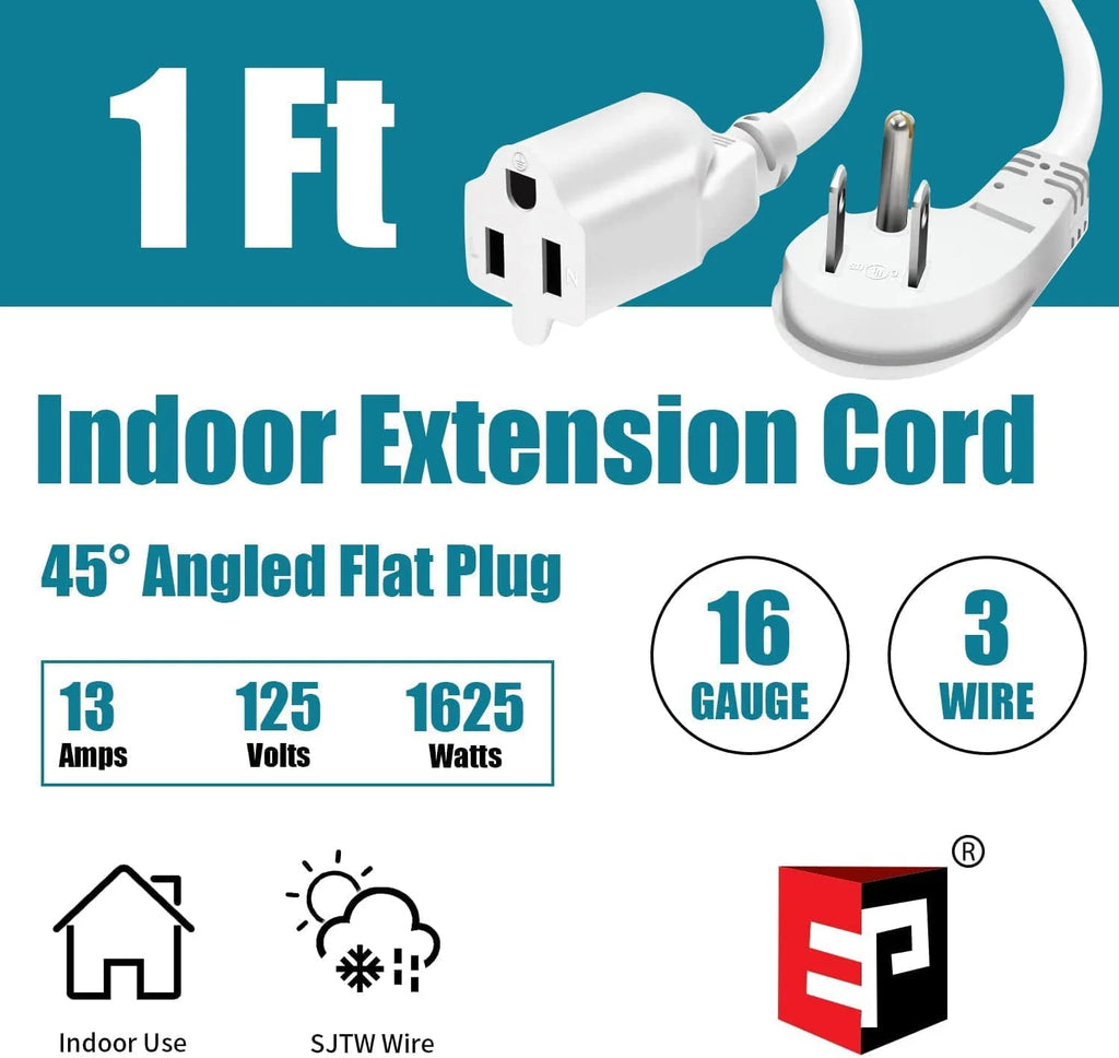 10 Ft 16/3 Flat Plug Indoor Extension Cord F16549