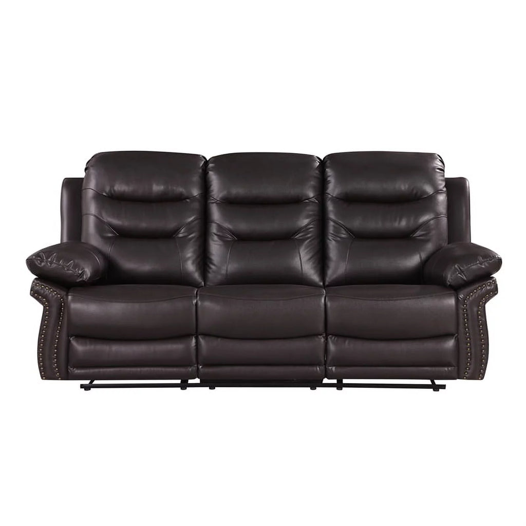 Brown 2-Piece Leather Sofa with Console Loveseat S26727